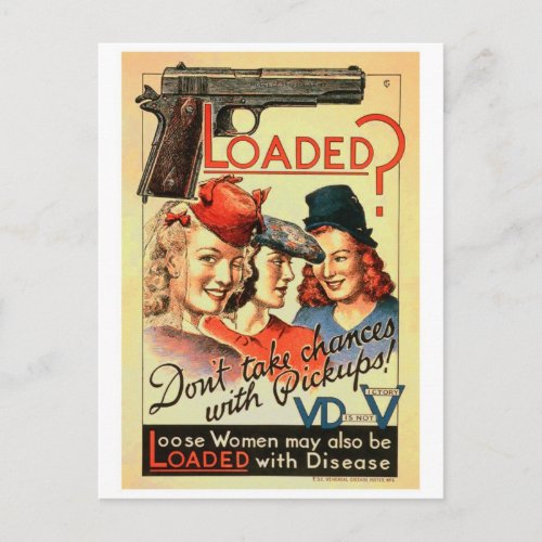 Vintage Venereal Disease Loaded For VD Postcard