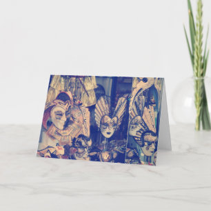 Vintage Venetian Carnival Masks Card • Elegant 