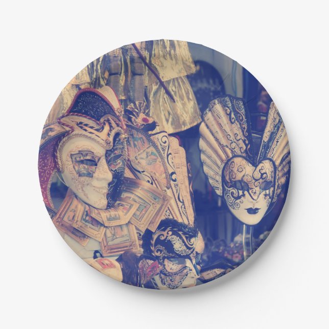Vintage Venetian carnival masks  Paper Plates (Front)