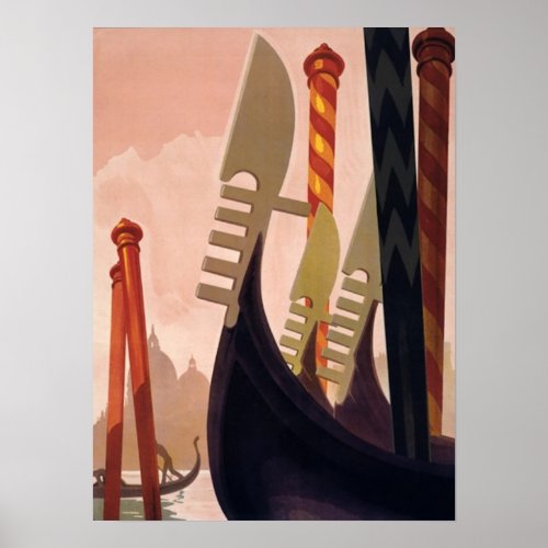 Vintage Venezia Gondolas Art Poster