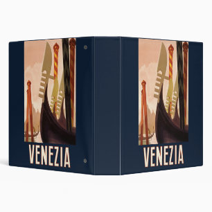 Vintage Venezia Italy Travel Art Venice Gondola 3 Ring Binder