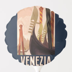 Vintage Venezia Italy Travel Art Venice Gondola Balloon