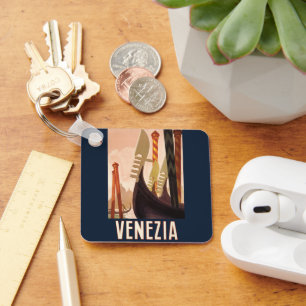 Vintage Venezia Italy Travel Art Venice Gondola Keychain