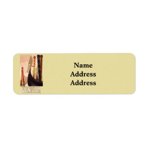 Vintage Venezia Italy Travel Art Venice Gondola Label