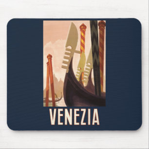 Vintage Venezia Italy Travel Art Venice Gondola Mouse Pad