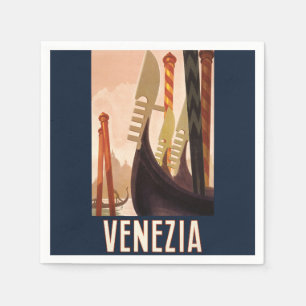 Vintage Venezia Italy Travel Art Venice Gondola Napkins