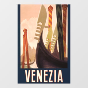 Vintage Venezia Italy Travel Art Venice Gondola Window Cling
