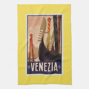Vintage Venezia Venice Boats  Kitchen Towel