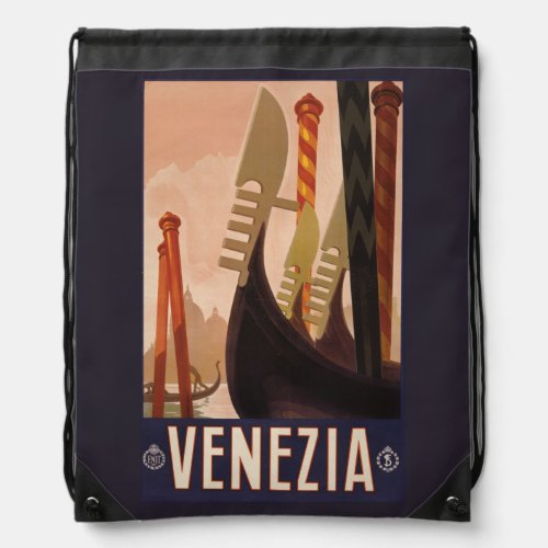 Vintage Venezia Venice Italy backbag Drawstring Bag