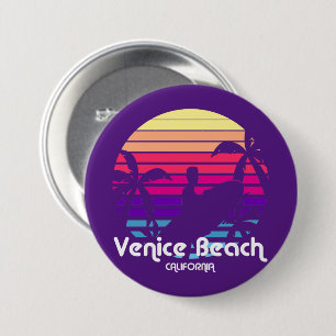 Vintage Venice Beach California Sunset Button