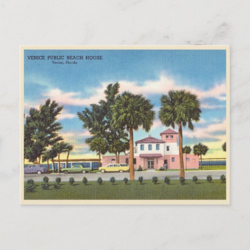 Vintage Venice Florida public beach Postcard