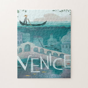 Vintage Venice Italy Gondala Scenic Travel Jigsaw Puzzle