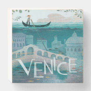 Vintage Venice Italy Gondala Scenic Travel Wooden Box Sign