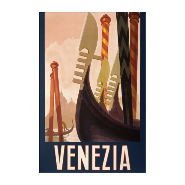 Vintage Venice Italy Gondola Travel Acrylic Print (Front)