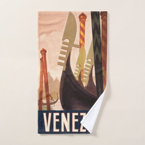 Vintage Venice Italy Gondola Travel Bath Towel Set