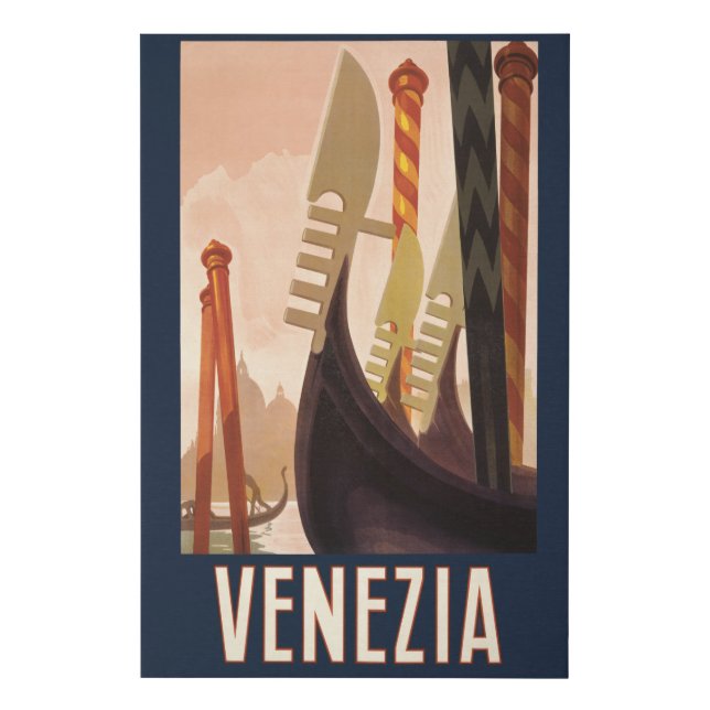 Vintage Venice Italy Gondola Travel Faux Canvas Print (Front)