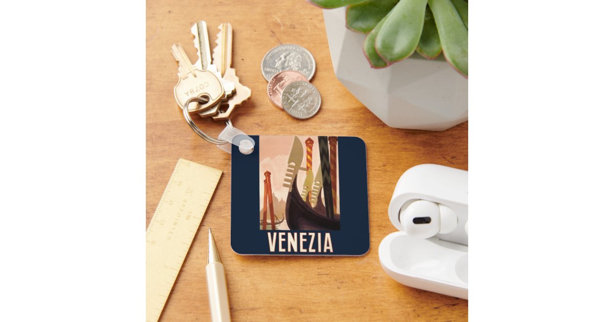 Vintage Venice Italy Gondola Travel Keychain | Zazzle