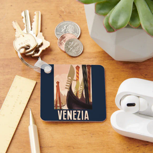 Vintage Venice Italy Gondola Travel Keychain | Zazzle