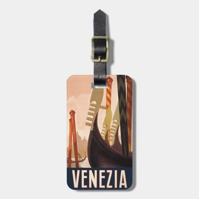 Vintage Venice Italy Gondola Travel Luggage Tag (Front Vertical)