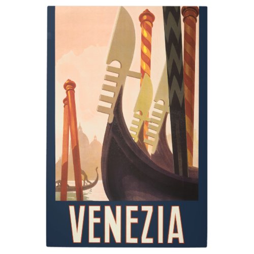 Vintage Venice Italy Gondola Travel Metal Print