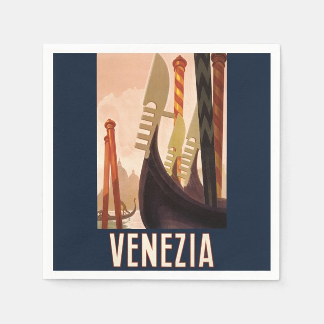 Vintage Venice Italy Gondola Travel Napkins (Front)