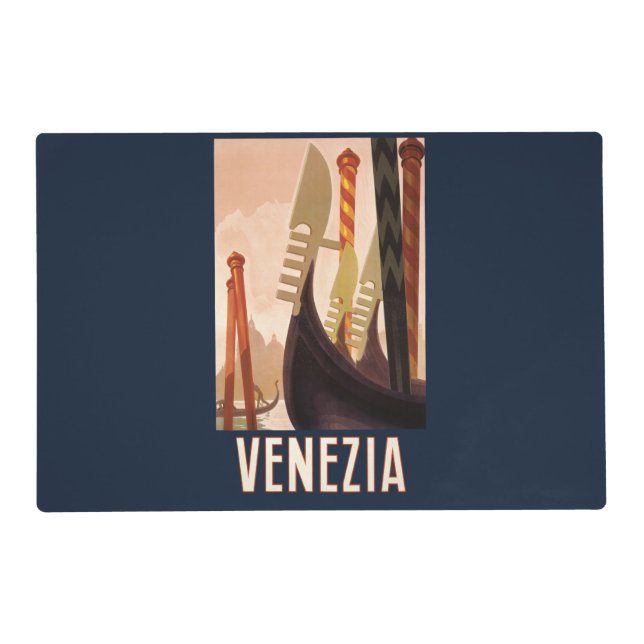 Vintage Venice Italy Gondola Travel Placemat (Front)