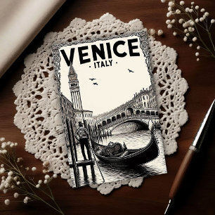 Vintage Venice Italy Gondola Travel Postcard