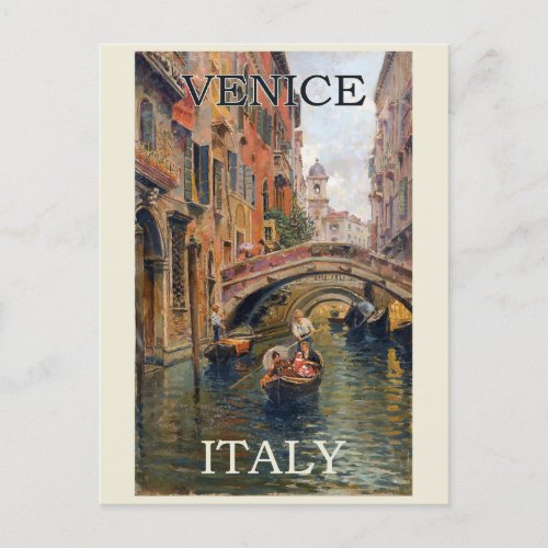 Vintage Venice Italy Italian Gondola Travel Postcard