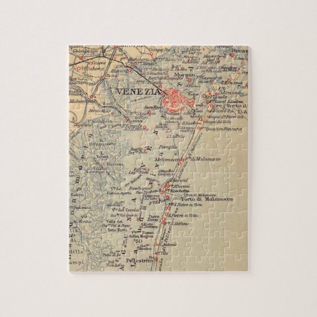 Vintage Venice Italy Map Puzzle (Vertical)