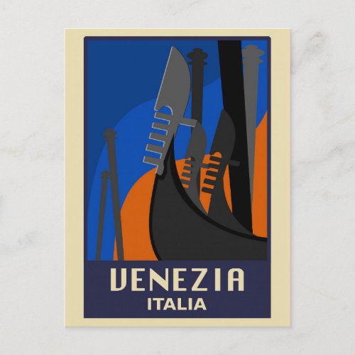 Vintage Venice Italy Retro Gondola Travel Postcard