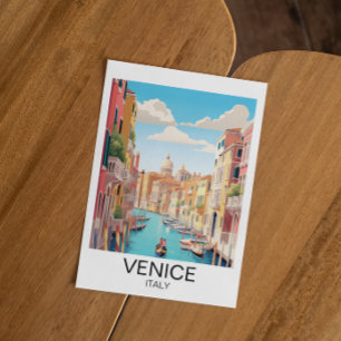 Vintage Venice Italy Travel Artwork Postcard