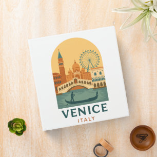 Vintage Venice Italy Travel Gondola and City Retro 3 Ring Binder
