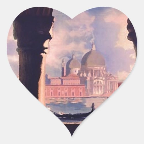 Vintage Venice Italy Travel Heart Sticker