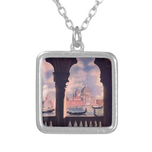 Vintage Venice Italy Travel Silver Plated Necklace