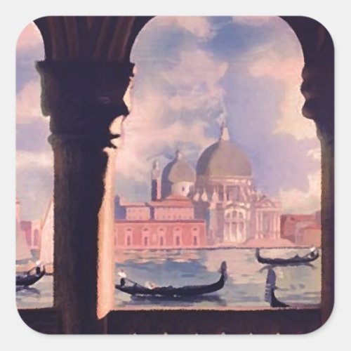 Vintage Venice Italy Travel Square Sticker