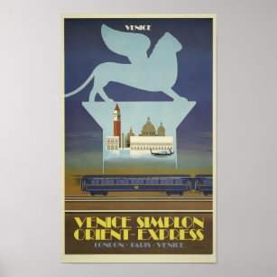 Simplon Orient Express Vintage Travel Poster Sticker or Canvas Print  Gift Idea  Wall Decor Poster Paper