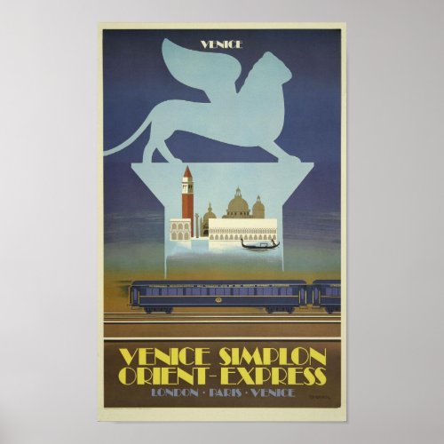 Vintage Venice Simplon Orient Express Train Poster