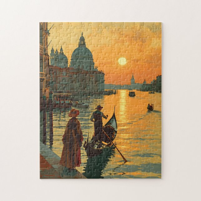 Vintage Venice Sunset Jigsaw Puzzle (Vertical)