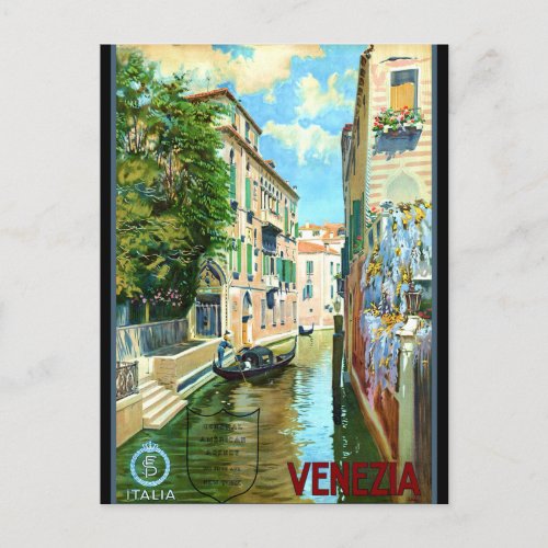 Vintage Venice Travel Poster Postcard