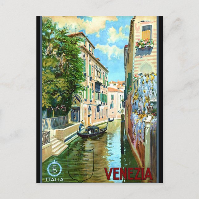 Vintage Venice Travel Poster Postcard (Front)