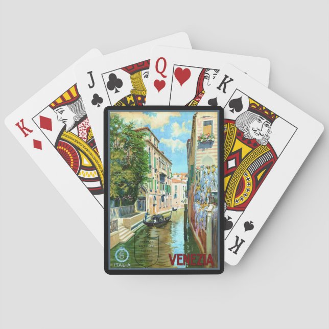 Vintage Venice Travel Poster Postcard Poker Cards (Back)