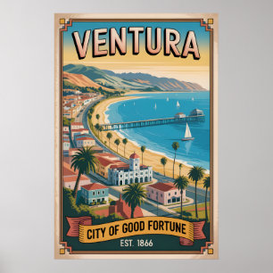 Vintage Ventura California Retro Travel Poster