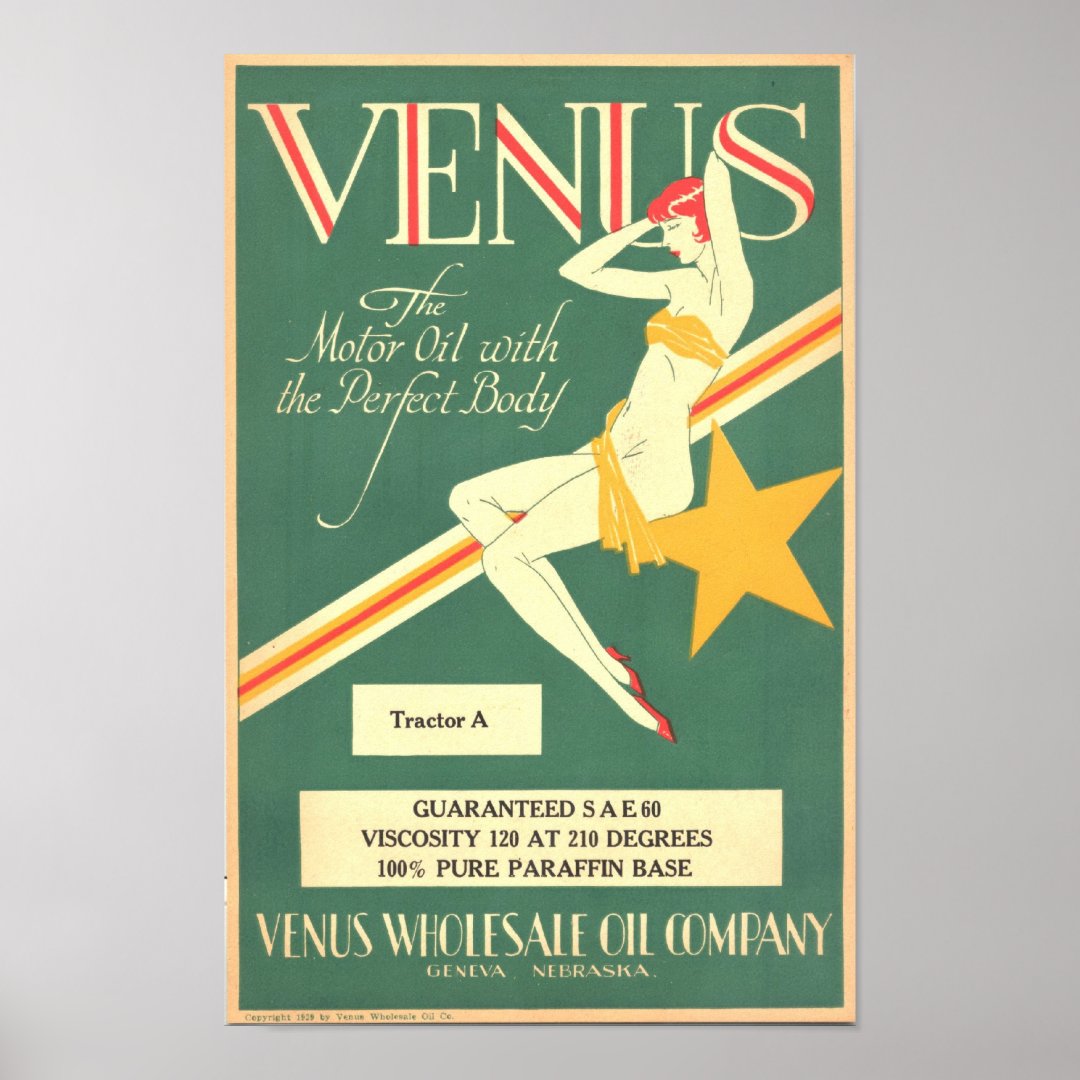 Vintage 'Venus' Motor Oil Poster Zazzle