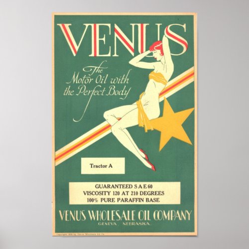 Vintage Venus Motor Oil Poster