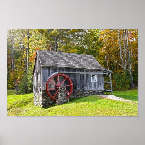 Vintage Vermont Gristmill Poster