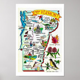 Vintage Vermont Map Print