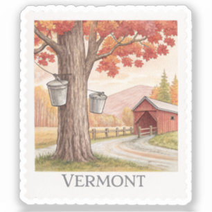 Vintage Vermont Maple Syrup Farm Barn Stamp Sticker