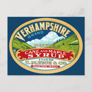 Vintage Vernhampshire Cane and Maple Syrup Label Postcard