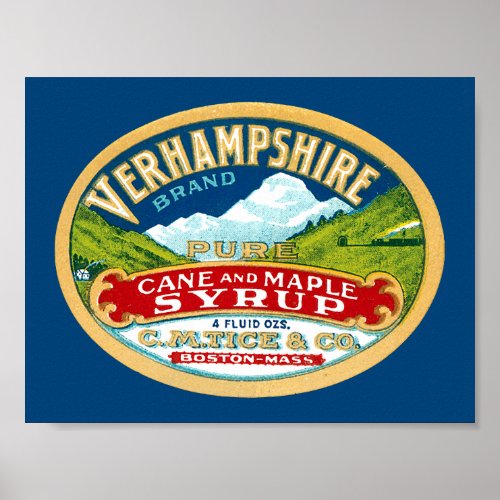 Vintage Vernhampshire Cane and Maple Syrup Label Poster