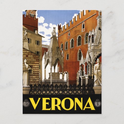 Vintage Verona Italy Architecture Travel Postcard